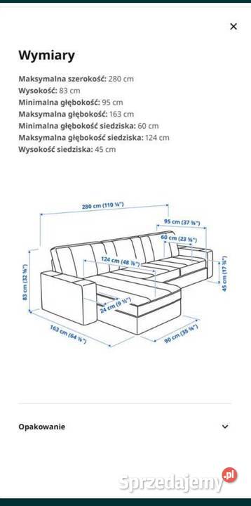 Sofa Kivik 3 os z szezlongiem Podnóżek Narożnik 83cm Sofy i kanapy Warszawa