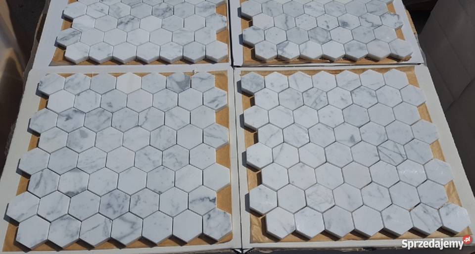 MOZAIKA KAMIENNA BIANCO CARRARA HEXAGON PLASTRY