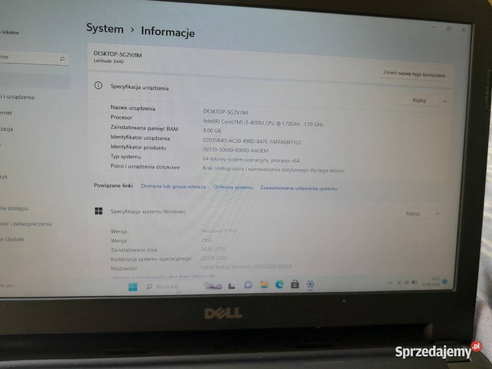 Laptop Dell Latitude 3440 procesor i3 dysk