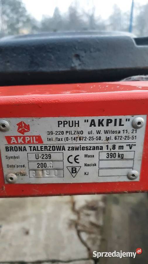 Brona Talerzowa AKPIL V2 18m Stan Idealny Podłęże