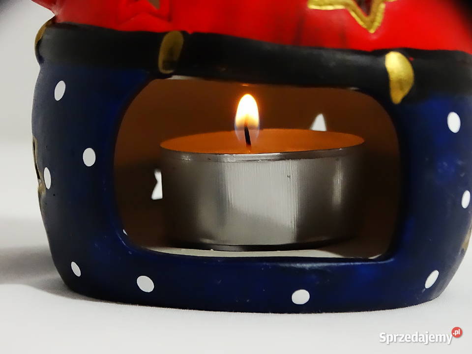 Ceramiczny Mikołajek świecący świecznik Biłgoraj