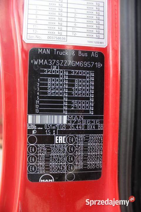 Wywrotka 8x4 bordmatic Eur 6 Man Tgs tez Leasing Warszawa sprzedam