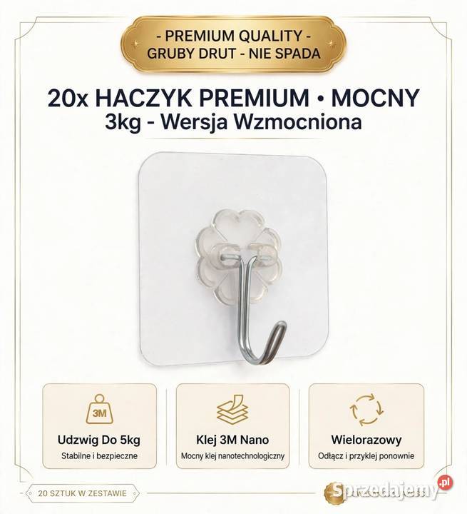 20 sztuk haczyk ścienny premium Wrocław