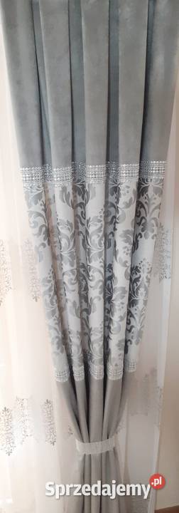 Zasłony velvet szary ornament Zasłony mazowieckie Mława