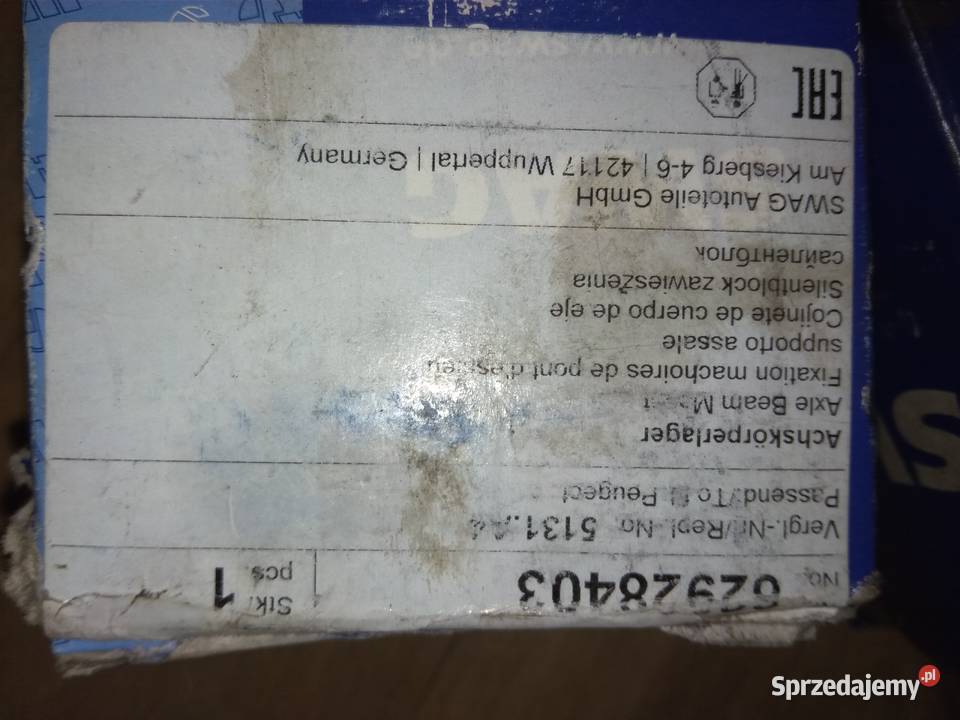 TULEJA BELKI ZAWIESZENIA SWAG 62 92 8403 CITROEN osobowe Rokity sprzedam