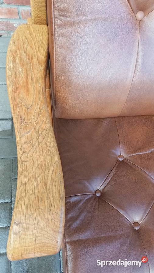 Fotel wypoczynkowy Dębowy skórzany brązowy zachodniopomorskie Gawroniec