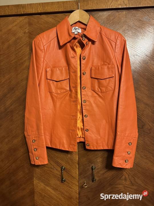 Kurtka ze skóry naturalnej XS pomarańczowa sprzedam