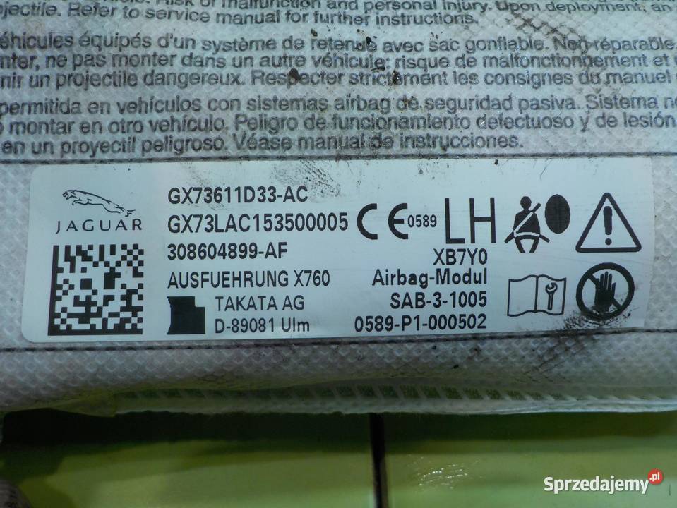 JAGUAR XE 20 D 16r SEDAN 4D AIRBAG poduszka Suków