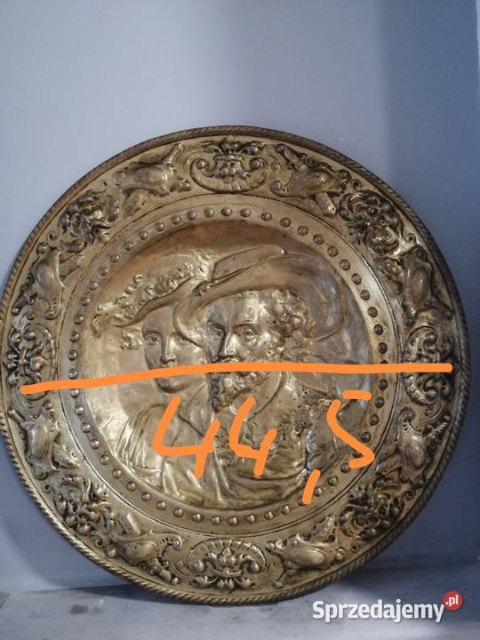 Talerz z mosiądzu portret Rubens z żoną Izabelą Warszawa