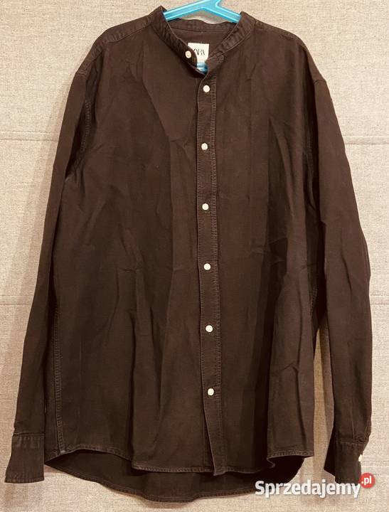 Czarna męska koszula z długim rękawem ZARA Żyrardów