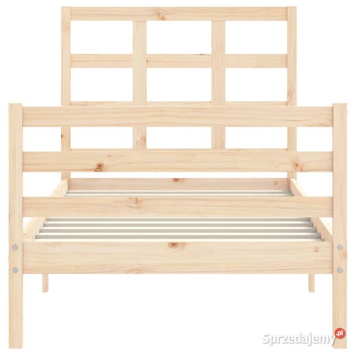 Rama łóżka z wezgłowiem lite drewno 90x200