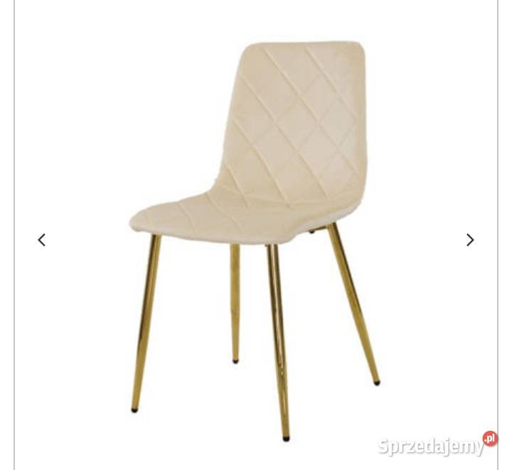 Krzesło kremowe na złotych nogach welurowe