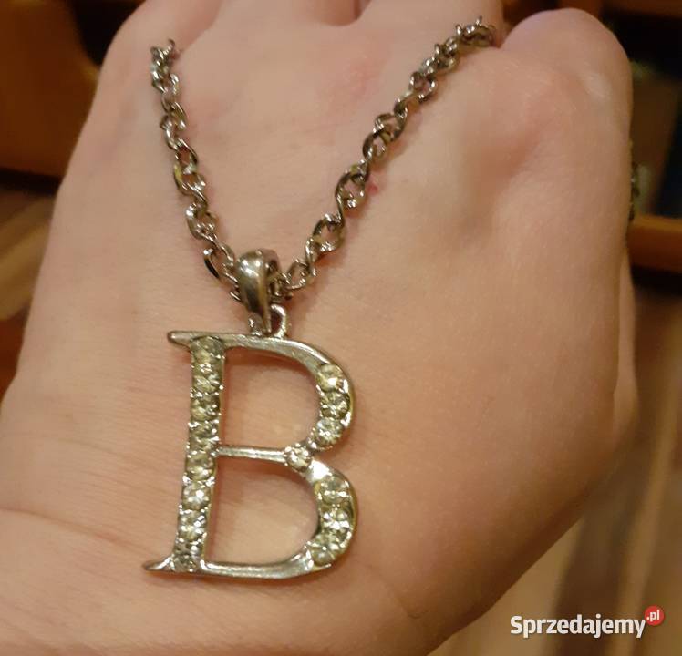 Łańcuszek z zawieszką literą B i cyrkoniami śląskie Sosnowiec