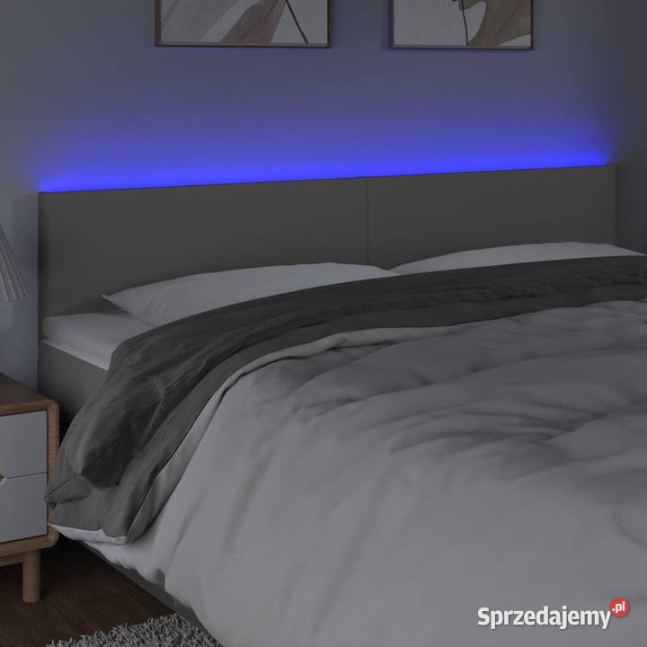 Zagłówek do łóżka z LED szary 200x5x7888 Warszawa