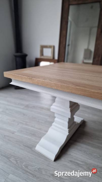 Piękny dębowy stół rozkładany Hampton bielony łódzkie