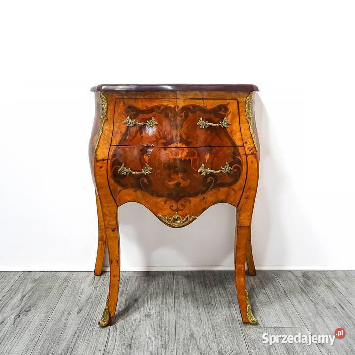 Stylowa KOMODA brzuchata EMPIRE intarsja ORZECH wielkopolskie Kalisz