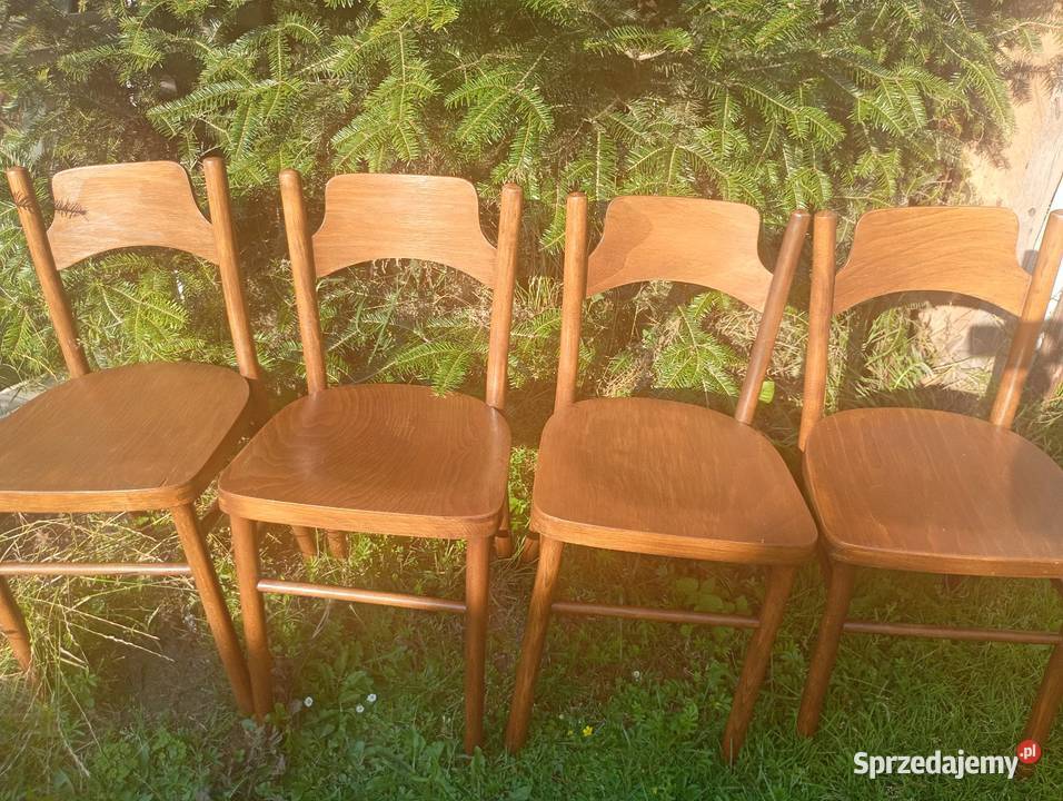 Krzesła dębowe przedwojenne gięte trzy komplety Ostrzeszów
