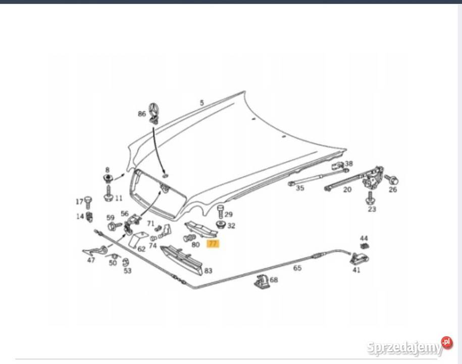 uszczelka maski A 2088870298 Mercedes CLK W208