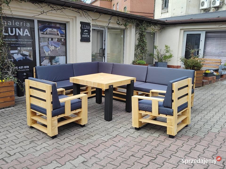 Zestaw mebli ogrodowych narożnik fotele drewno
