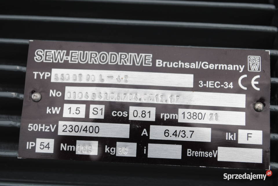 Motoreduktor kątowy 15kw 71obrmin Firmy SEW Kargowa