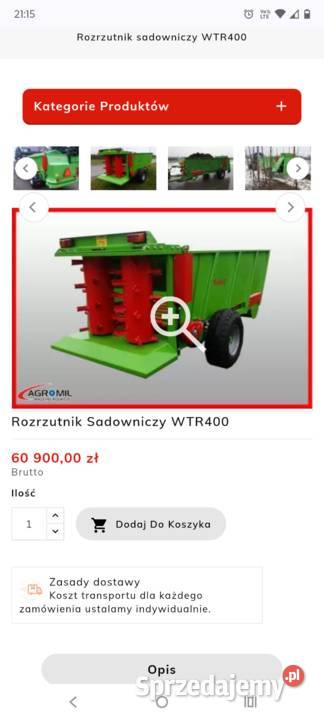 Rozrzutnik obornika sadowniczy do borówki Politów