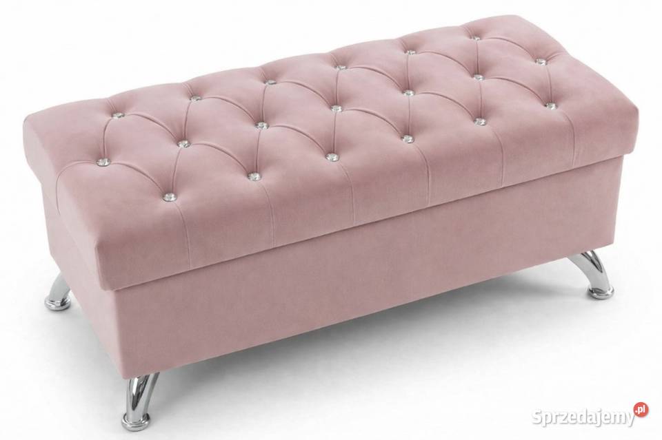 Różowa pufa ze schowkiem kryształkami 100x40 Poznań
