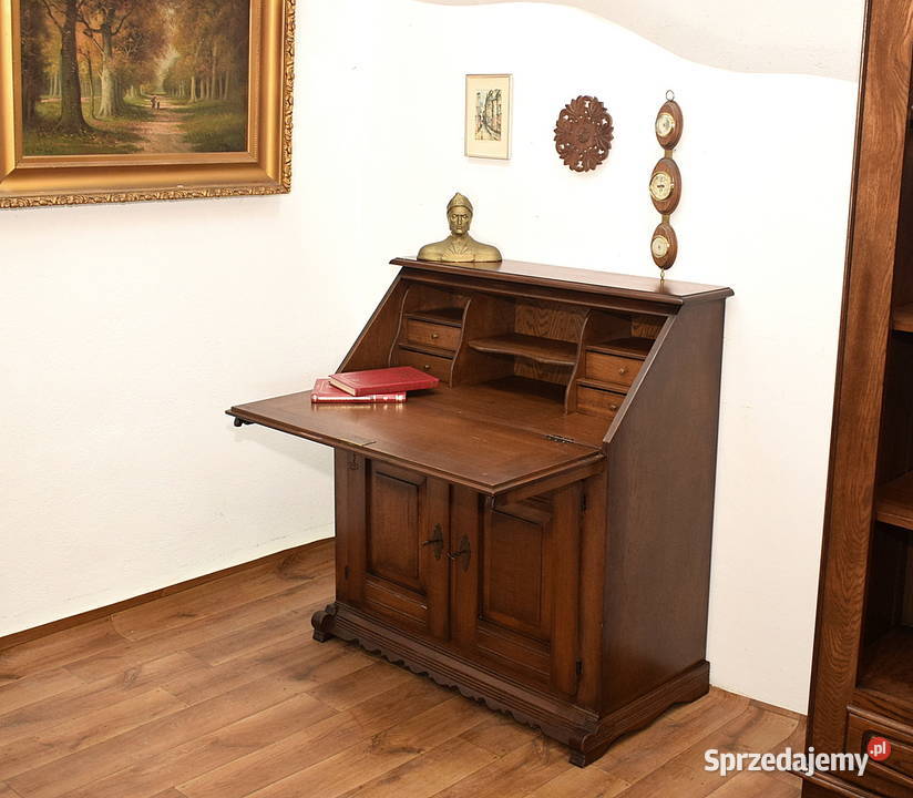 ŁADNY DĘBOWY SEKRETARZYK BIURKO SEKRETERA DĄB Świdnica