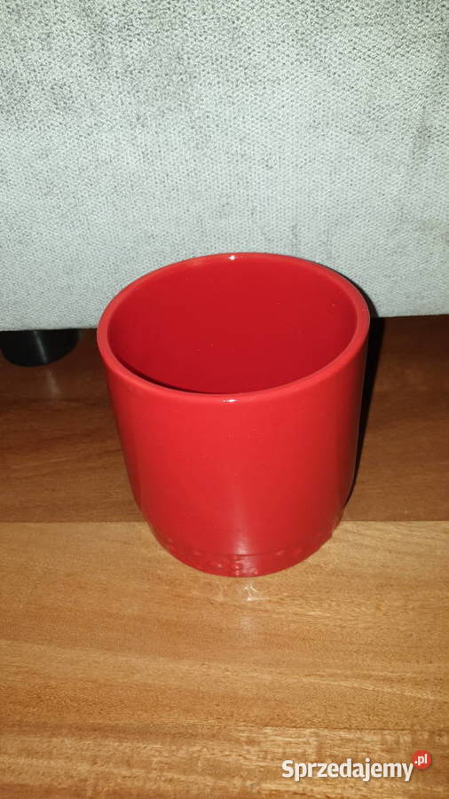Osłonka doniczka ceramiczna czerwona z sercem z Warszawa