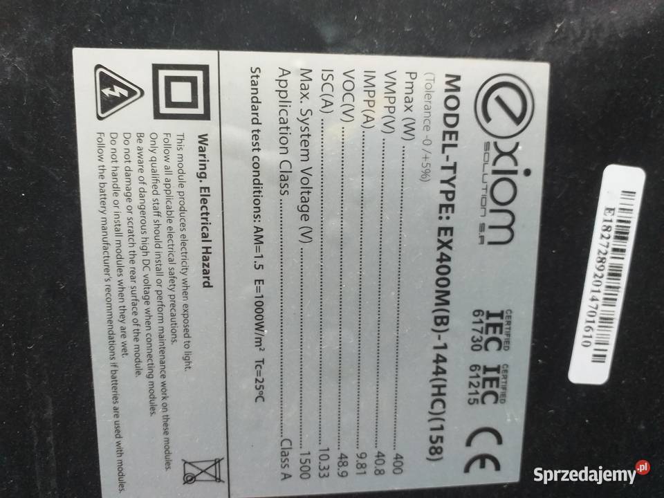 Panele fotowoltaiczne Full Black 400 wat nowe Kórnik