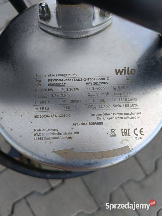 Pompa WILO FIT V05DA 222 EAD1 2 T0025 540 O dolnośląskie Wróblowice