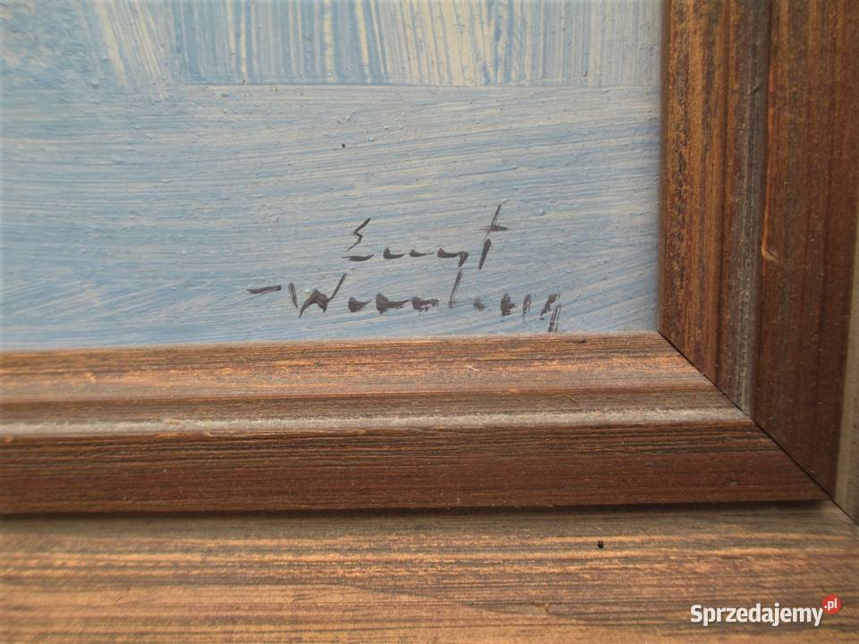 Obraz olejny Przystań Szwecja lata 70 Malarstwo Lublin