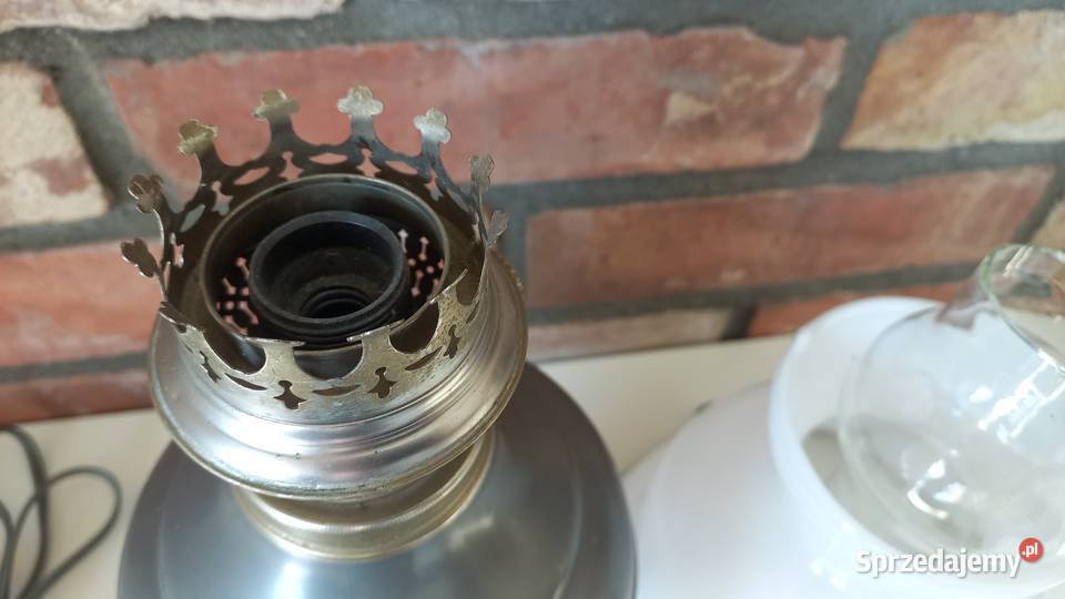 Lampka metalowa Stołowa Gabinetowa Nocna Szklany