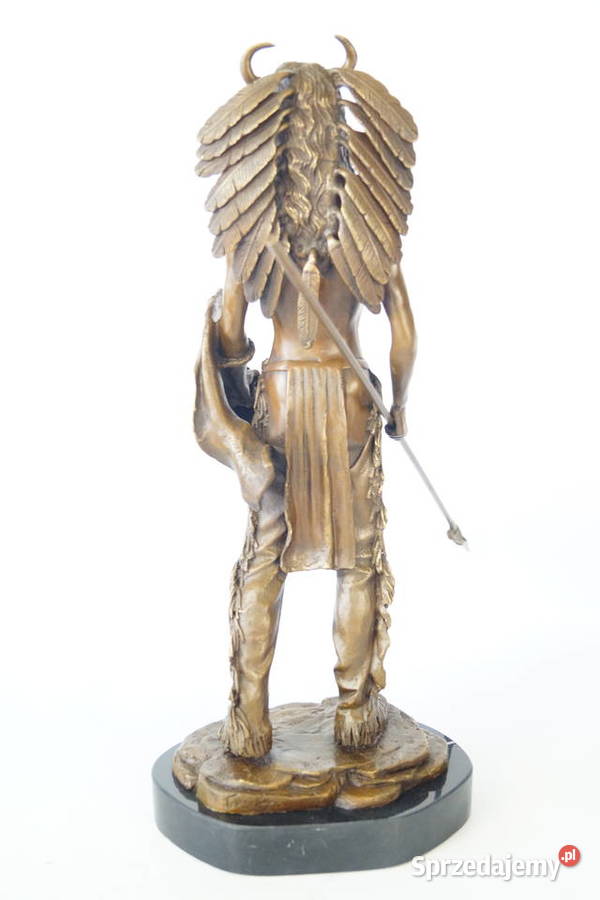 INDIANIN Z BRĄZU rzeźba figura duża wojownik Gizałki
