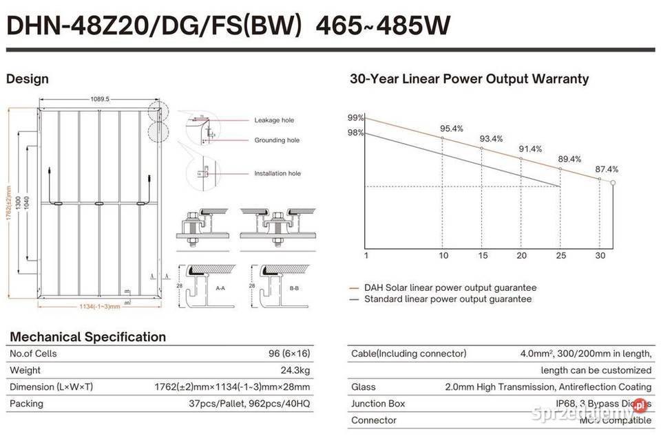 Paleta 37 Panel PV DAH Solar 470W Bifacial full