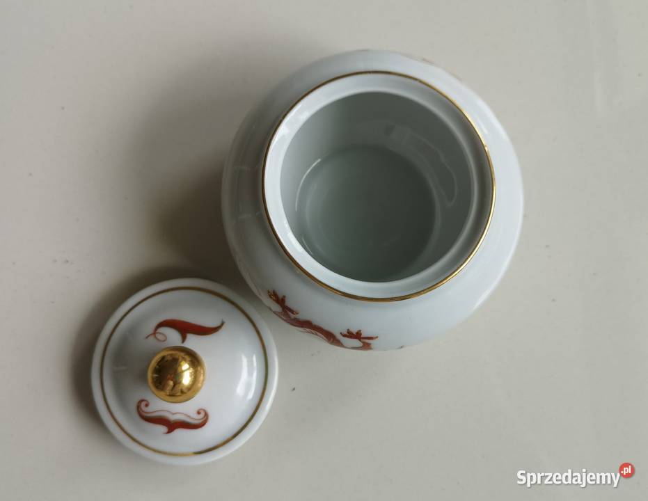 Cukiernica porcelanowa Czerwony Smok vintage Toruń
