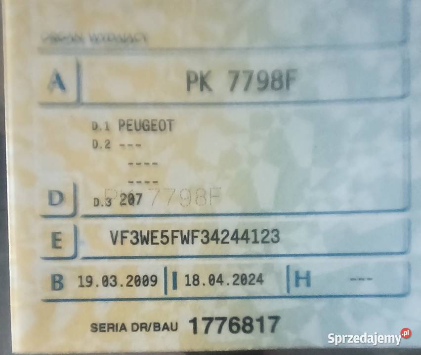 Peugeot 207 SW 2009 r 16 benzyna automat 108 000 Osieczna