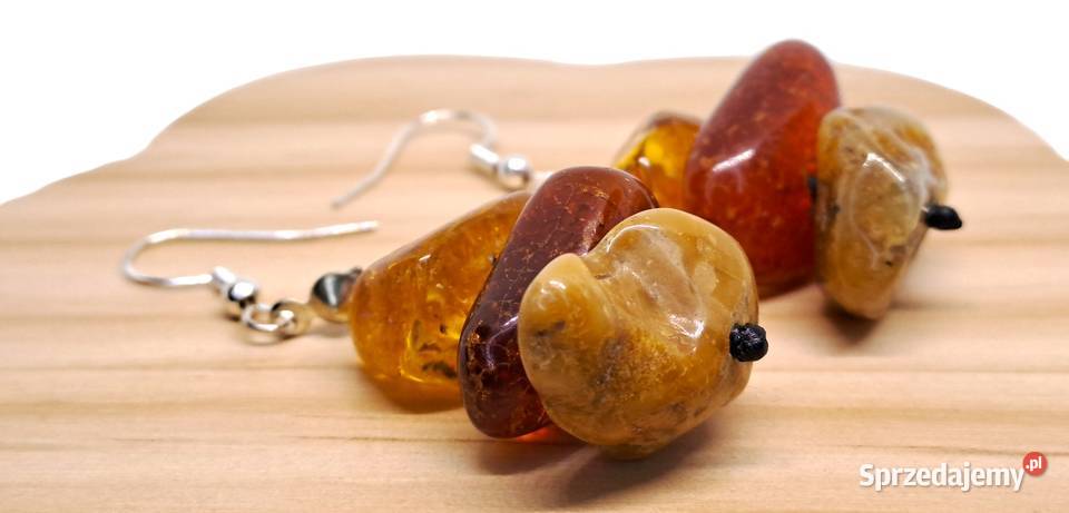 Kolczyki z BURSZTYNU bursztyn bałtycki bryłki Warszawa