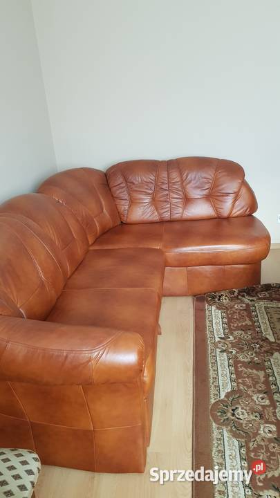 Narożnik Classic 100 skóra naturalna SWARZĘDZ brązowy/beżowy Łóżka, wersalki i sofy Wyszków