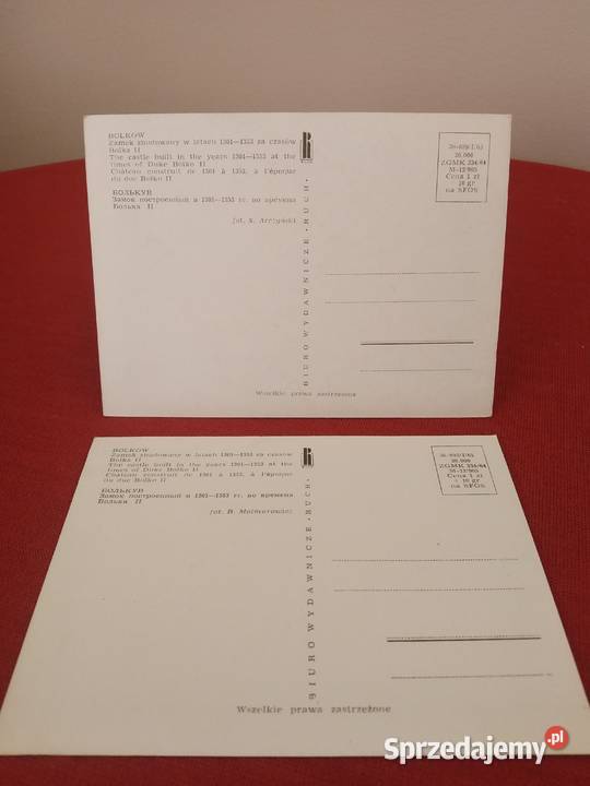 Zamek Bolków Dwie Pocztówki z 1965 roku dolnośląskie