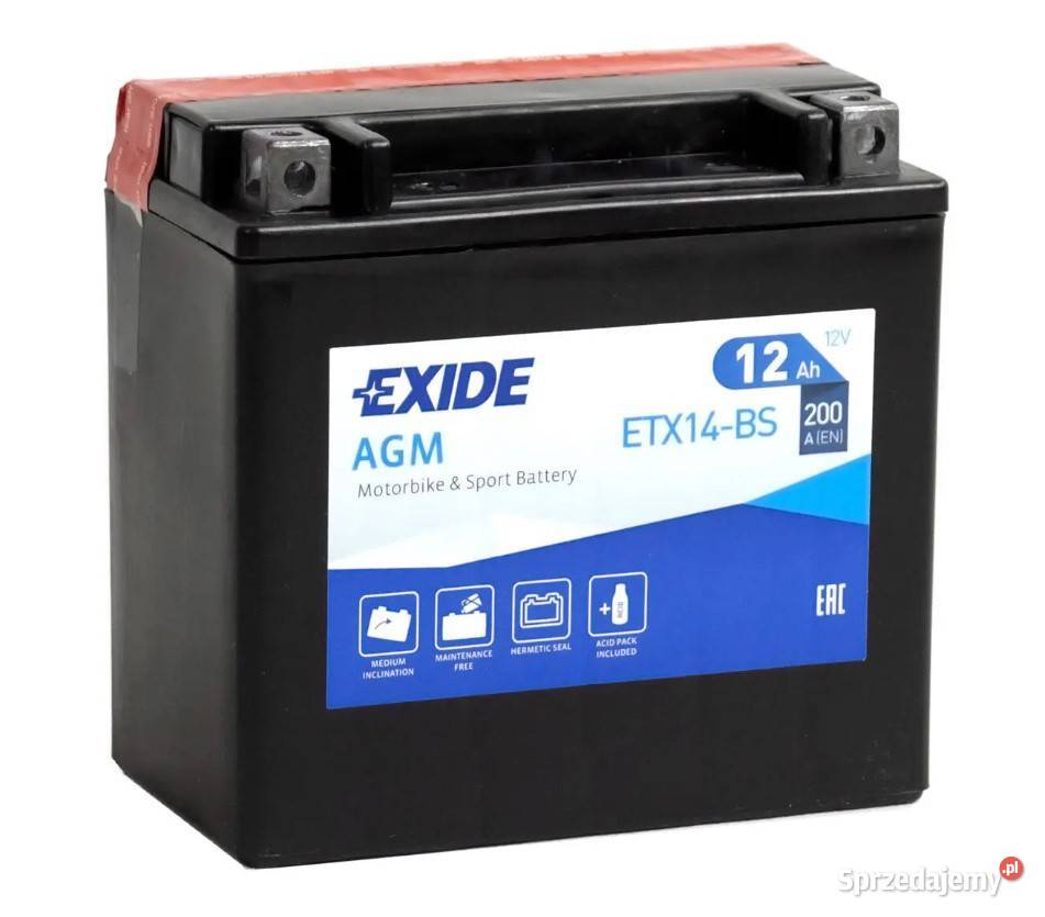 Akumulator motocyklowy EXIDE ETX14BS YTX14BS 12V