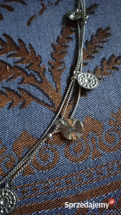 DŁUGI NASZYJNIK SREBRZONY Z TRZECH ŁAŃCUSZKÓW posrebrzane Naszyjniki Piła