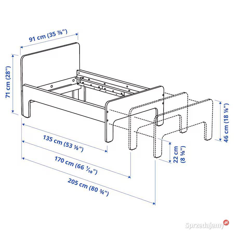 Łóżko rozsuwane IKEA 135x90 do 205x90 Żmigród sprzedam