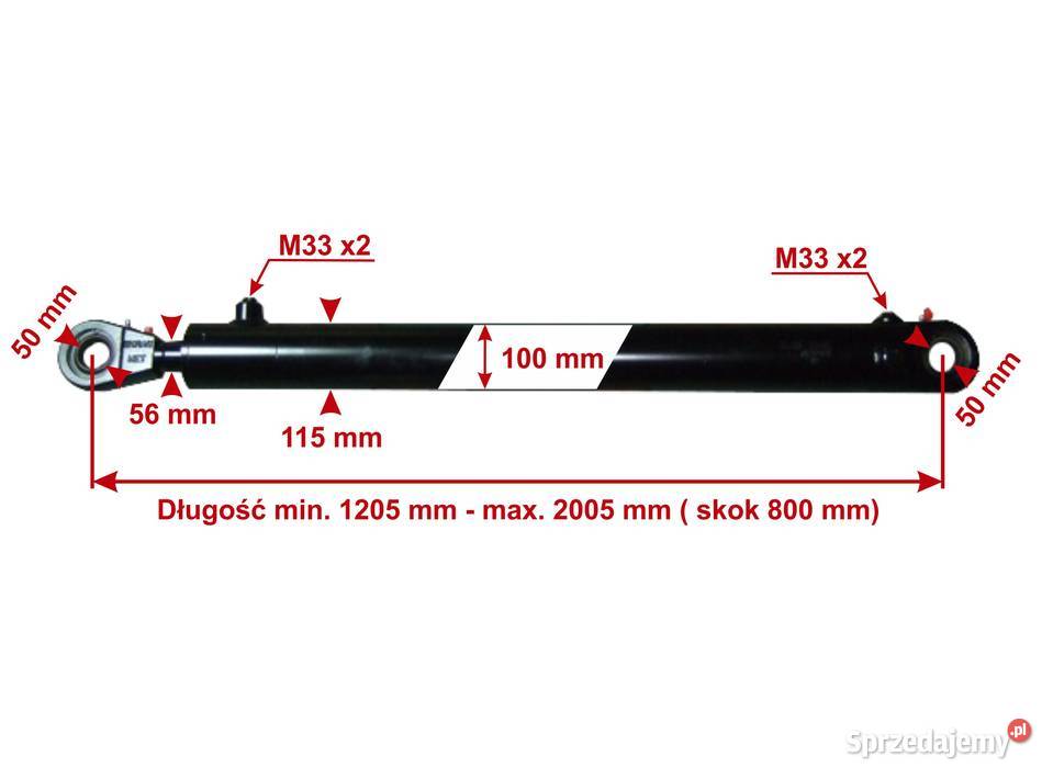 Siłownik Hydrauliczny CYLINDER 100x56 skok 800 nieuszkodzony Solec Kujawski sprzedam