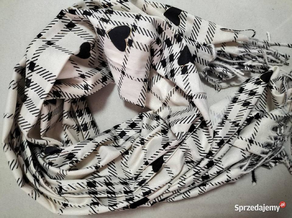 Chusta Szalik apaszka serca złote dodatki 17085 łódzkie