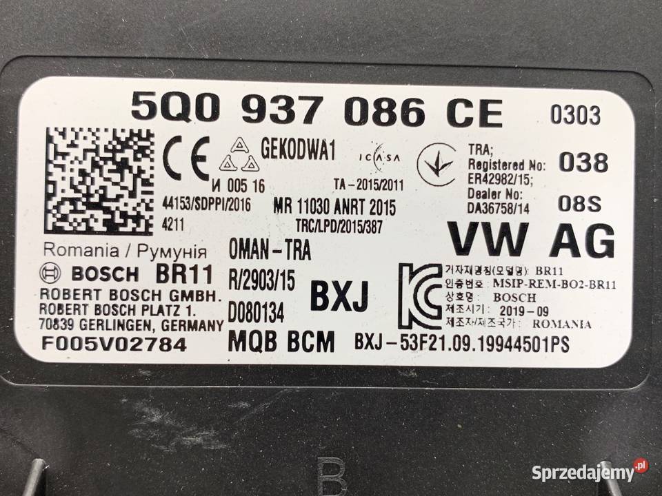 MODUŁ KOMFORTU VW GOLF VII 5Q0937086CE Kombi osobowe