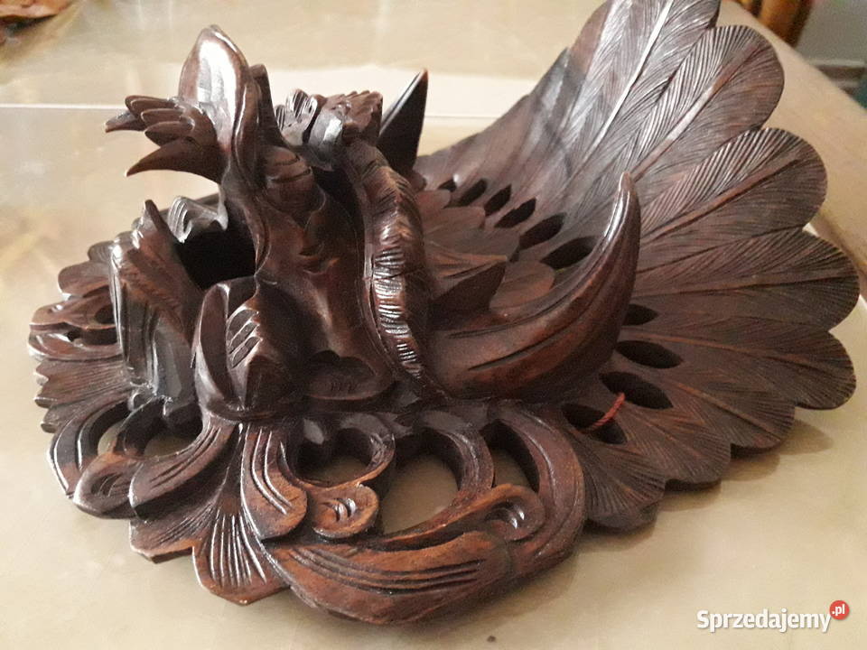 Drewniana maska lwa Bali Indonezja UNIKAT Janów Lubelski