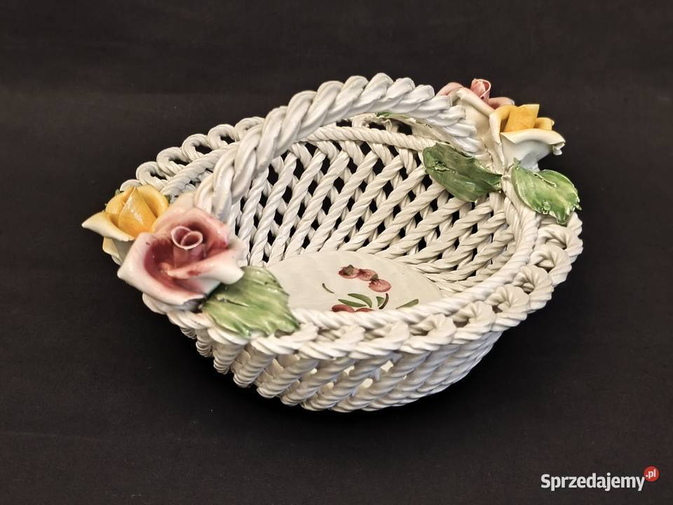 Koszyk porcelanowy ażurowy pleciony włoski Chełm