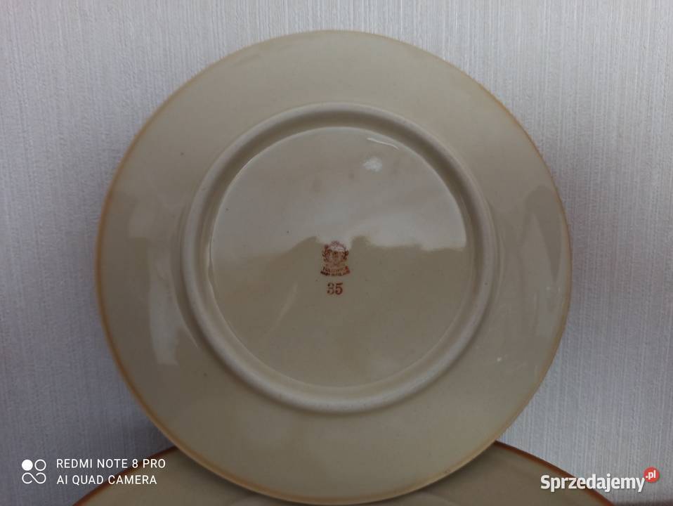 Talerze deserowe porcelit Tułowice 5 Warpechy Stare
