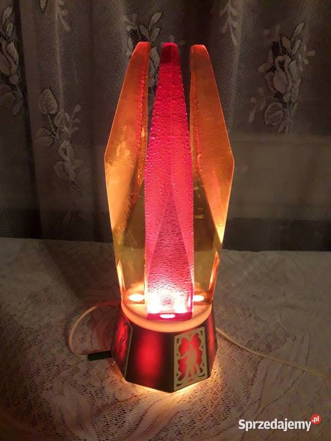 Lampka nocna kryształy lampa stołowa brązowa PRL Piotrków Trybunalski