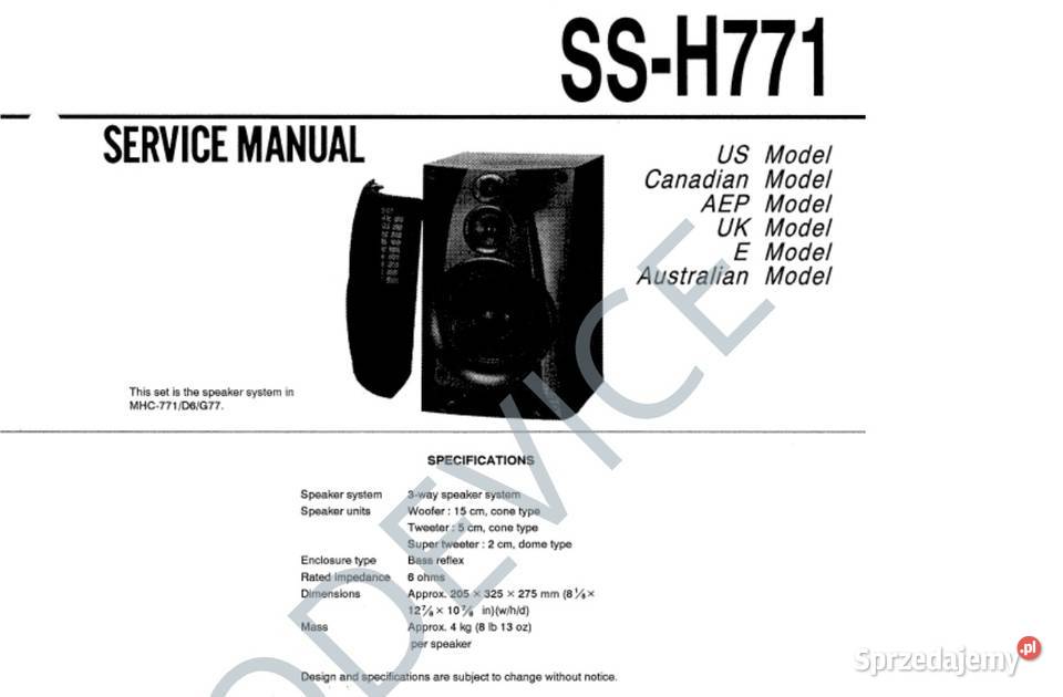 Kolumny stereo Sony Model SSH771 wysyłka Kraków